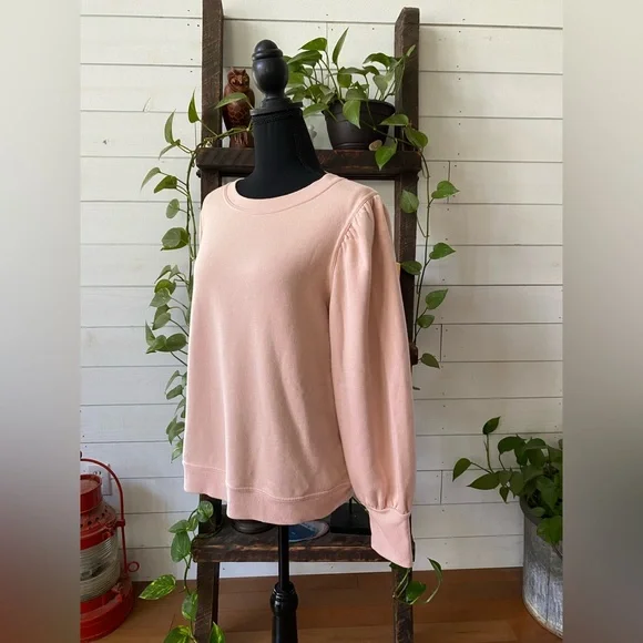 Nine West: Chic Blush Crewneck Sweater with Puff Shoulders - Picture 7 of 16